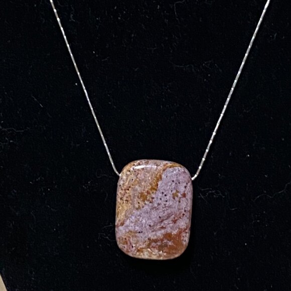 Natural Purple Brown Ocean Jasper Pendant, Large Rectangular Genuine Gemstone - Picture 7 of 12